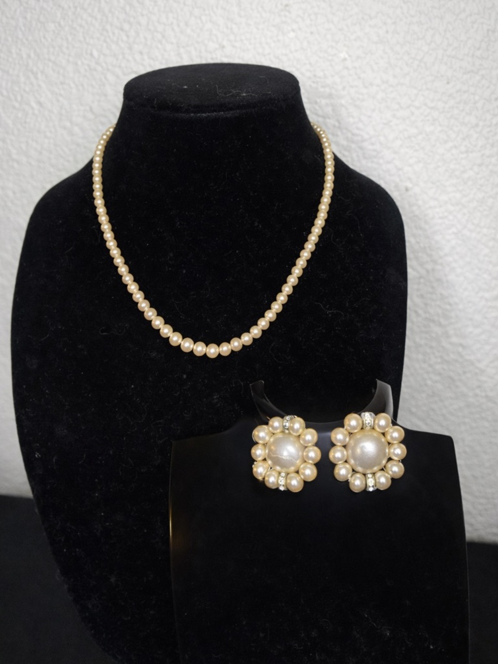 Classic Ivory Faux Pearl Necklace and Earrings Set - Timeless Women’s Jewelry